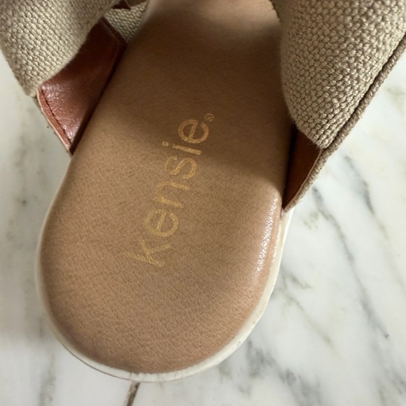 Kensie Multicolor Elastic and leather strap platform ankle wrap sandals size 9 - Picture 9 of 12